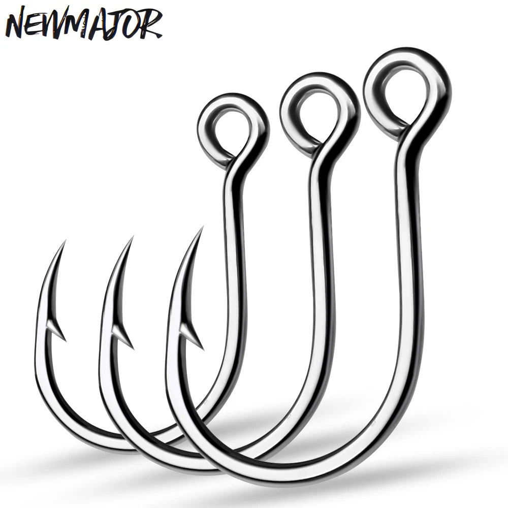 NEWMAJOR High Carbon Steel KSJ52 Big Eye Fishhooks 1#-3/0# Single Fishing Hooks 20pcs/bag for Sea Fishing
