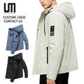 Custom Logo Wholesale Streetwear Autumn Winter Men Clothing Windbreaker Hooded Bomber Jacket  Plus Size Coats