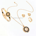 Ethiopian Classic 18K 24K Gold Plated Fine Jewelry Sets Zircon Pearl Stone Stainless Steel for Party Dubai Fashion Women's