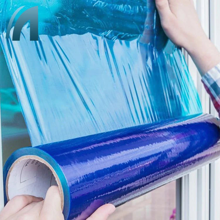 Anti UV PE Soft Moisture Proof Blue Clear Surface Anti Scratch Easy to Peel Protective Adhesive Film for Window Glass