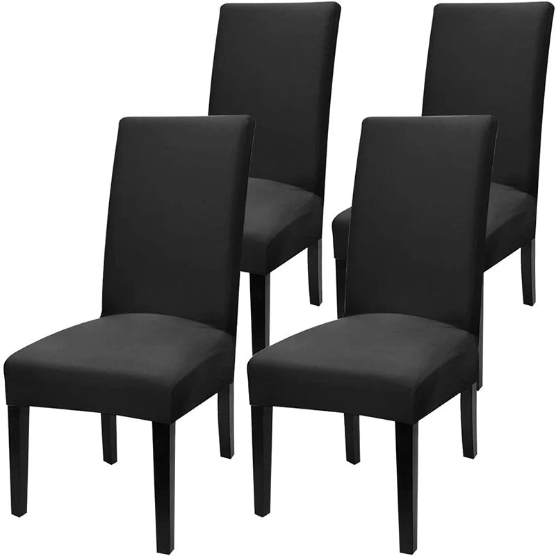 Black Spandex Stretch Chair Slipcover 6-Seater Universal Removable Washable Dining Chair Cover Houss De Chaise
