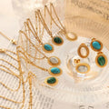 Fine Jewelry Vintage Popular Agate Natural Stone Natural Turquoise 18K Gold Plated Stainless Steel Fashion Jewelry Necklaces