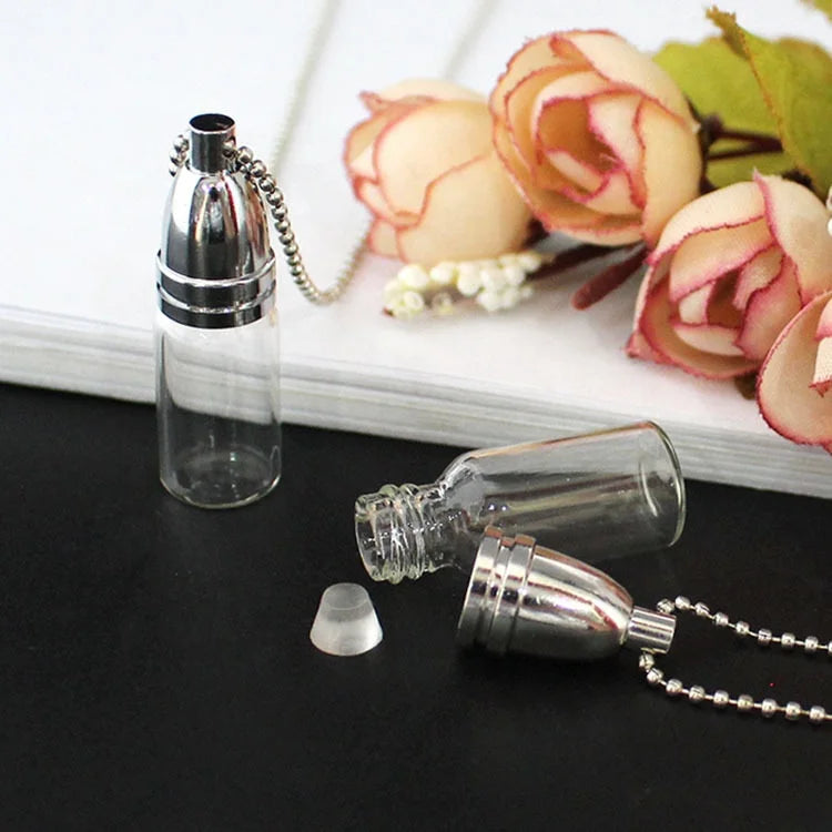 Creative Screw Clear Glass Wishing Bottling Vial Necklaces DIY Beaded Chain Aromatherapy Perfume Bottle Pendant Necklace