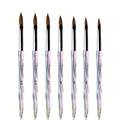 Custom Logo Flat Head Ombre Clear Acrylic Handle Kolinsky Acrylic Brush Professional 3D Acrylic Pen Durable Easy for Nail Salon