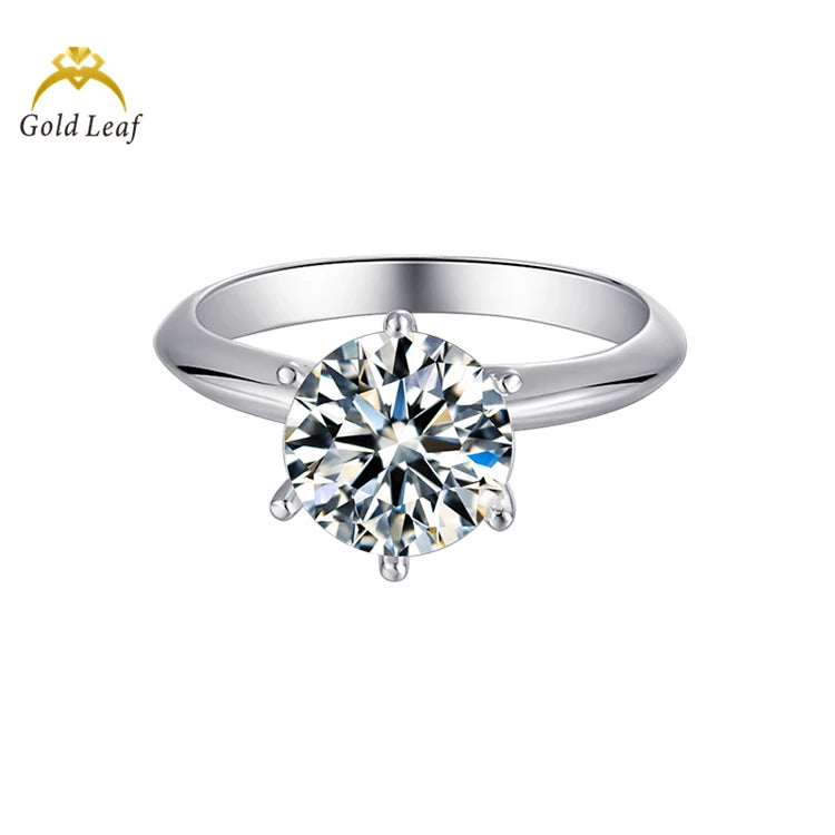 Wuzhou Goldleaf High-End Jewelry Customized 925 Silver Fashion Engagement Wedding Moissanite Ring for Women