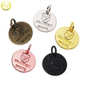 New Arrival Round Shape Shoelace logo Charms Necklace Fitting Gold Jewelry hang Tags with String