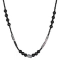 Fashion Jewelry Vintage Hip Hops Stainless Steel Men Black Agate Natural Stone Beads Chain Necklace