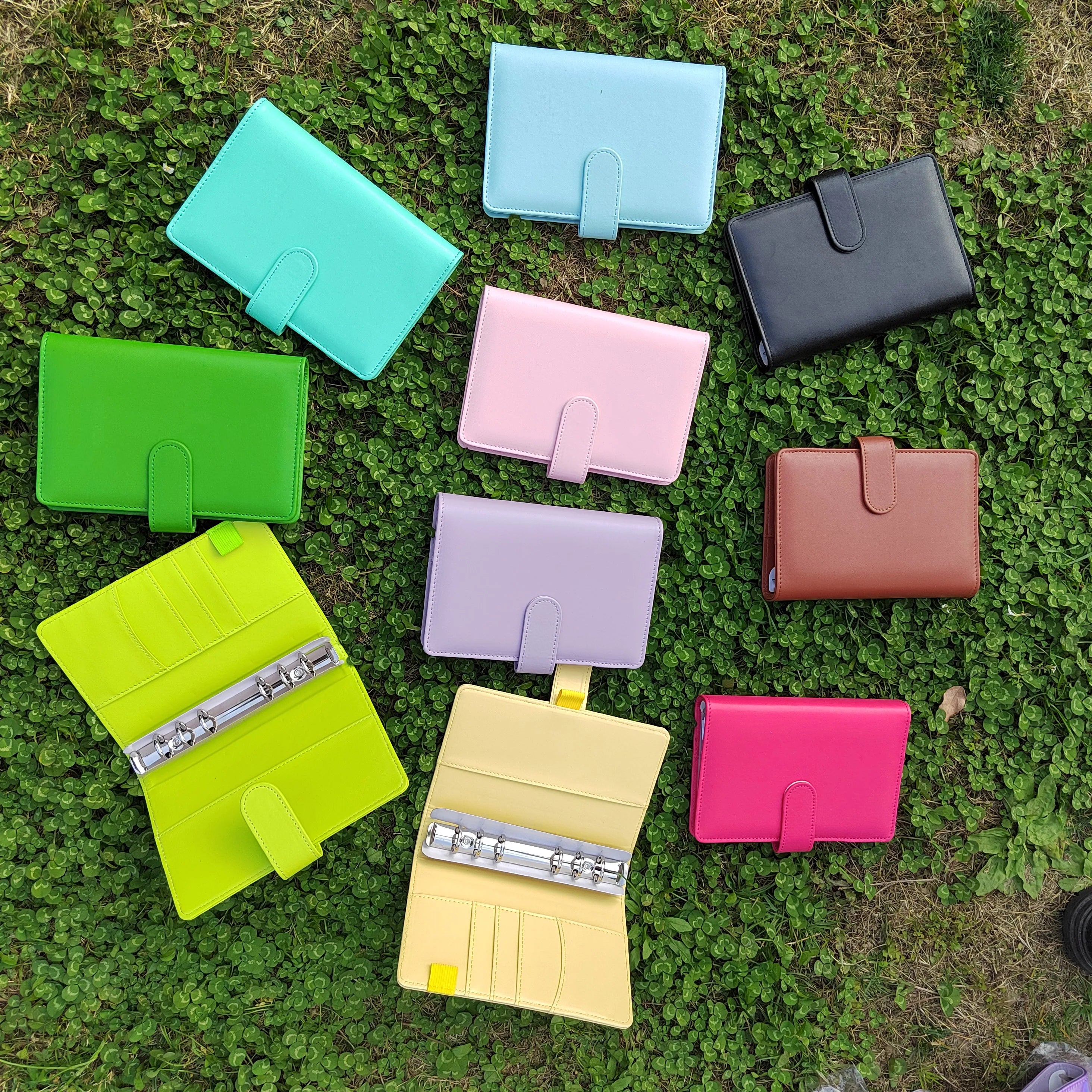 Wholesale Custom Macaron Budget Binders A6 PU Leather Checkered Budget Binder Money Organizer Budget Binder A5