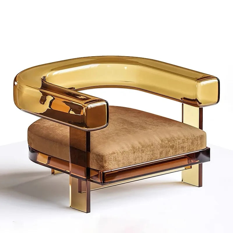 Modern Living Room Chair Transparent Leather Sofa Chair Hotel Bedroom Acrylic Leisure Chair