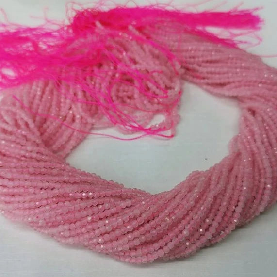 Wholesale Natural Smooth Gemstone 2MM Faceted Rose Quartz Cutting Stone Loose Beads for Jewelry Making