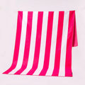 Luxorious Custom Shape Extra Large Plush 200GSM Microfiber Pink Stripe Beach Towel