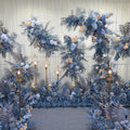 INS Popular Wedding Decor Luxury Blue Silk Fake Flowers for Flower Walls Ceiling Diy Fog Blue Artificial Plants Stem Leaves