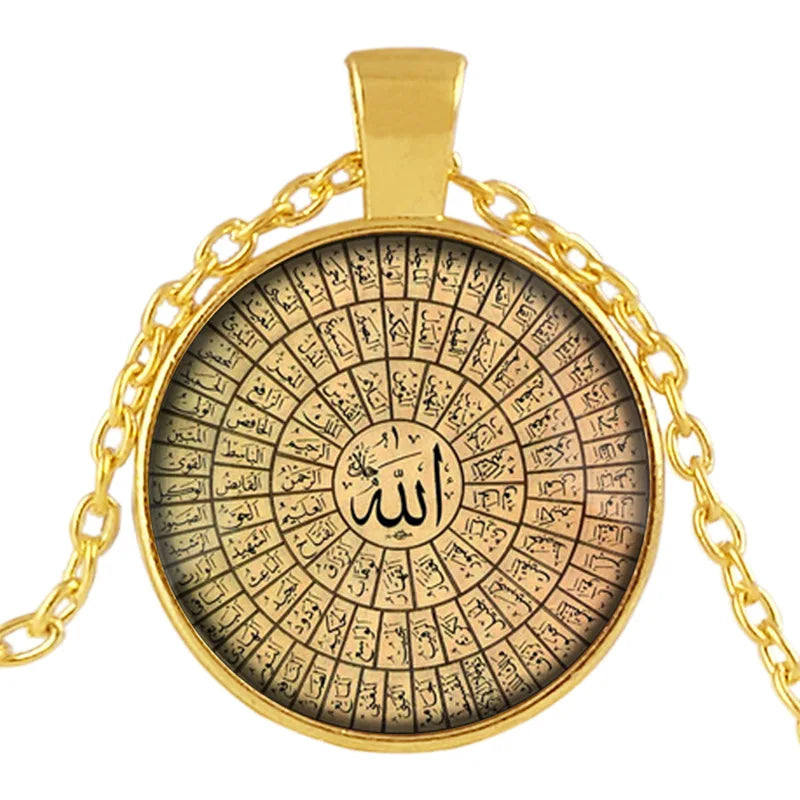 7 Colors Available INS Hot Sale Allah Name Lettering Glass Pendant