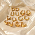 18K Gold Plated Stainless Steel CC Shape Circle Earrings Jewelry Twisted Hoop Earrings for Women Round Buckle Earrings