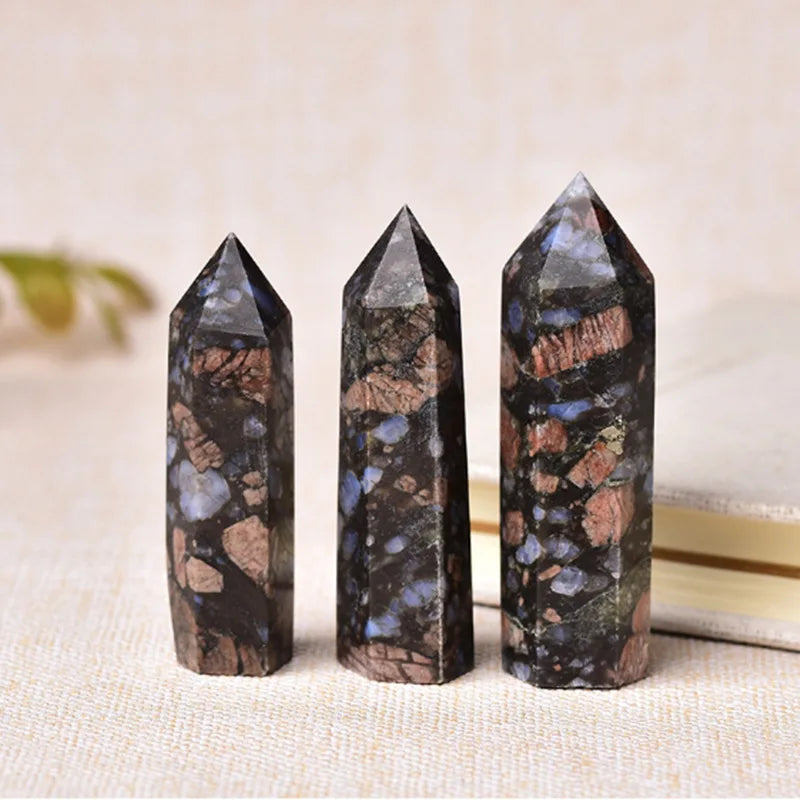 DIY Custom Printed Quality Labradorite Points Blue Crystal Wand for Healing Polished Stone Model for Gift Decor Souvenir Love Theme
