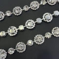 Factory Supply Cheap Sew-On Strass Rhinestone Chain Trim 3D Glass Crystal Cup Chain for Garment Yard
