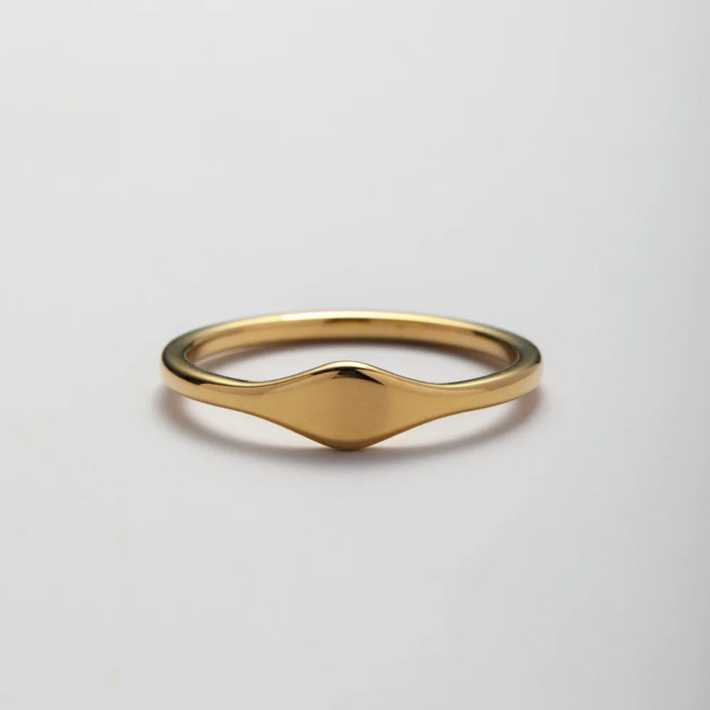Fashion Minimalist Waterproof Jewelry 18K Gold Plated Stainless Steel Statement Blank Geometric Ring for Women YF3570
