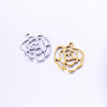Personality Stainless Steel Hollow Roses Flowers Mini Charms for Necklace Bracelet Jewelry Making Supplies Accessories (SZ105)