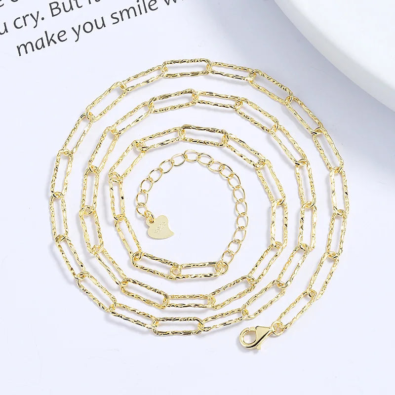 Minimal List Jewelry 925 Sterling Silver Paperclip Linked Necklace