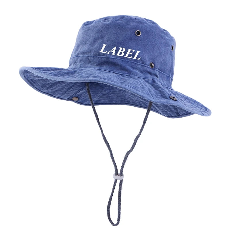 Wholesale Fishing UV Sun Wide Brim Boonie Fishing Hat Embroidery Logo Custom Bucket Hat With String