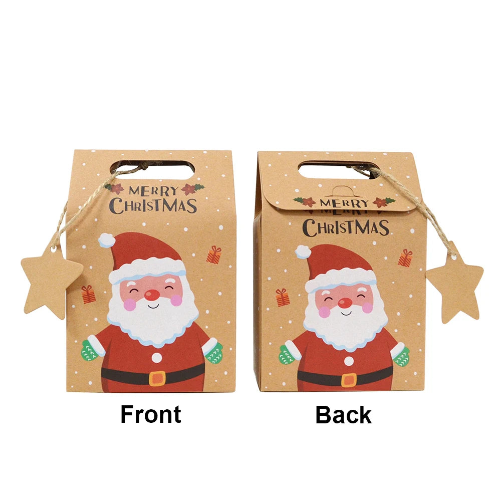 Christmas Craft Shopping White Cardboard Paper Bag Brown Kraft  Christmas Paper Bag With Handle Stock