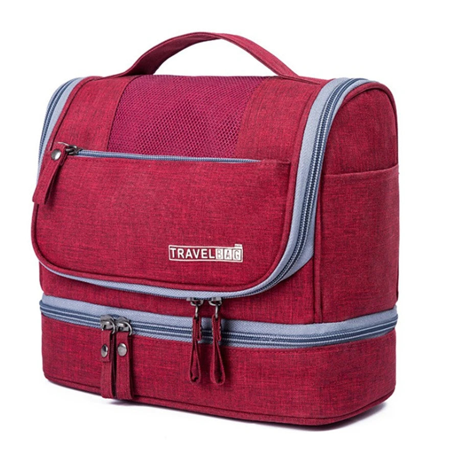 Fashionable Double-Layer Portable Cosmetic Bag Custom Logo Travel Makeup Case Letter Waterproof Toiletry Wash Handbag Case