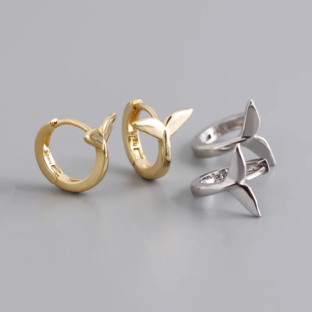 Fashion 925 Sterling Silver Fish Tail Gold Plated Hoop Earring Jewelry for Women