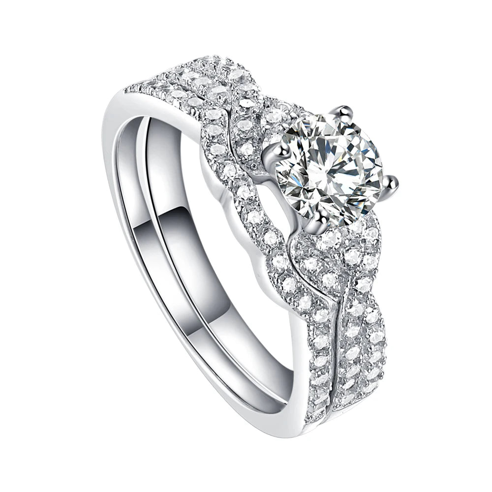 Jewelry Manufacturer Luxury Jewelry Cubic Zirconia Women Rings White Engagement Ring Set Wedding