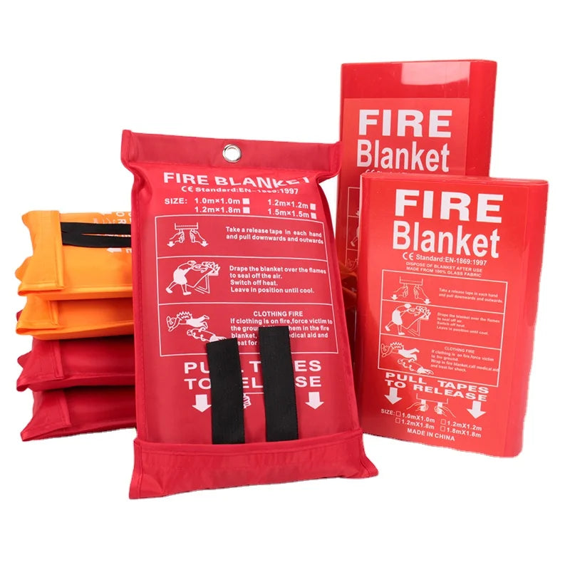 Customization Fiberglass Fireproof Emergency Fire Blanket 1m X 1m CE Certified 550C Resistant for Home Kitchen & Public Places
