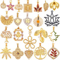 Sweet Sun Rose Flower Maple Leaf Clover Tree Charm PendantReal 18k Gold Shell Zircon Jewelry Findings Necklace Supplies S07