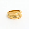 High End 18K Plain Gold Double Gradient Cambered Surface Rings Stainless Steel Trendy Simple Gold Plated Jewelry