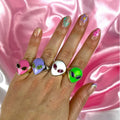 GT OEM Anillos 18K Gold Punk Geometric Rings Gold Silver Color Alien Face Head Crystal Rings for Women