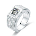 NO MOQ Rhodium Plated Engagement 925 Sterling Silver Cuban Wedding Diamond Moissanite Ring Men