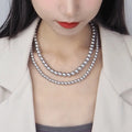 Retro Exquisite Luxury 925 Silver Round Gray Pearl Necklace Lady Bead Necklace