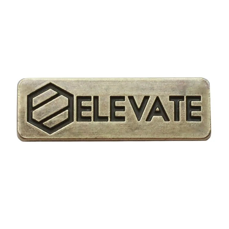Zinc Alloy Furniture Metal Flat Backside Metal Name Plate Custom Logo Stamped Metal Furniture Label Tags with Sticker