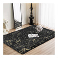 Golden Stamping Print Marble Pattern Carpet and Rug Black and Gold Marble PV Velvet Carpet Decorative Floor Mat for Floor