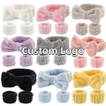 Custom Makeup Remover Wrist Towels Bands Skincare Face Wash Spa Bow Headband Wristband Set for Washing Face