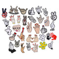 Classic Style Hot Sale Iron on Embroidered Rocker Hand Gesture Middle Finger Palm Patches for Apparel