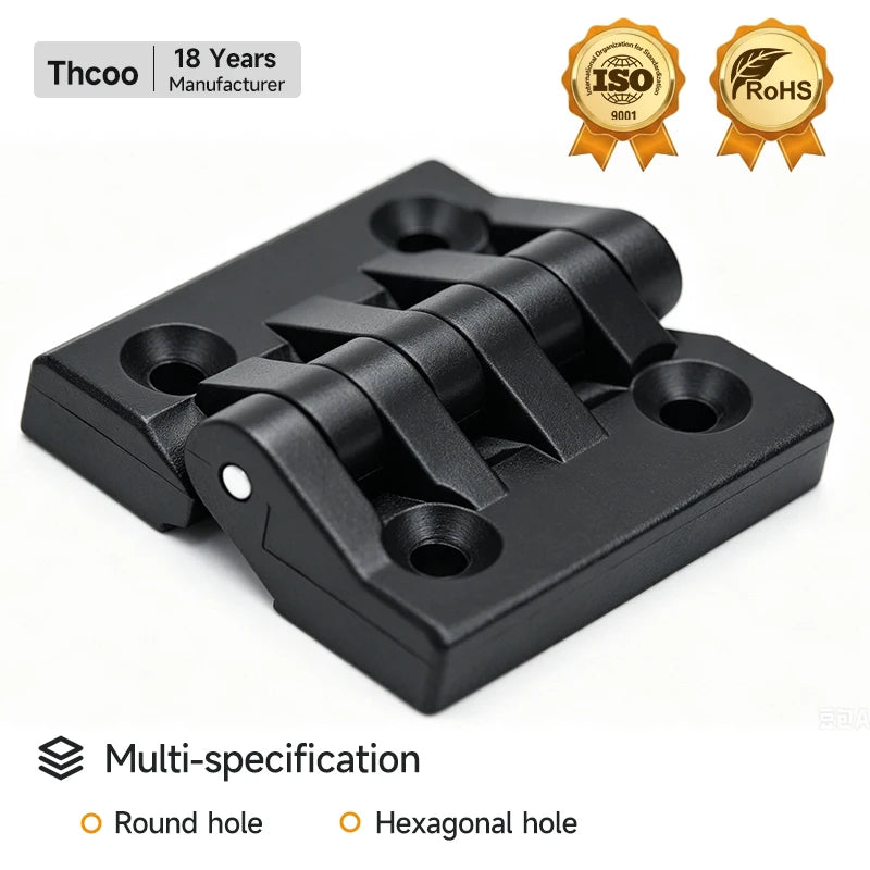 Thcoo Plastic Material Door Cabinet Hinges Black Reinforced Butt 180 Degree Plastic Hinge