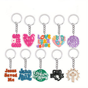 Personalized Letter logo Rubber 2d Pvc Key Charms Love Yourself Love Life Soft Pvc Keychains for Promotional Souvenir Gifts