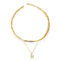 New Fashion Brass Jewelry Luxurious Arrow18K Gold Plated Double Layer Chain Pendant Necklace