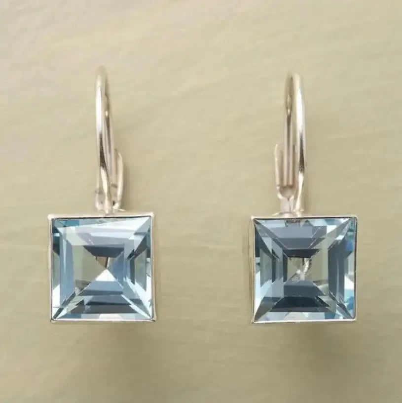 Vintage Blue Crystal Earrings Creative Inlay Design European American Style Fashion Jewelry