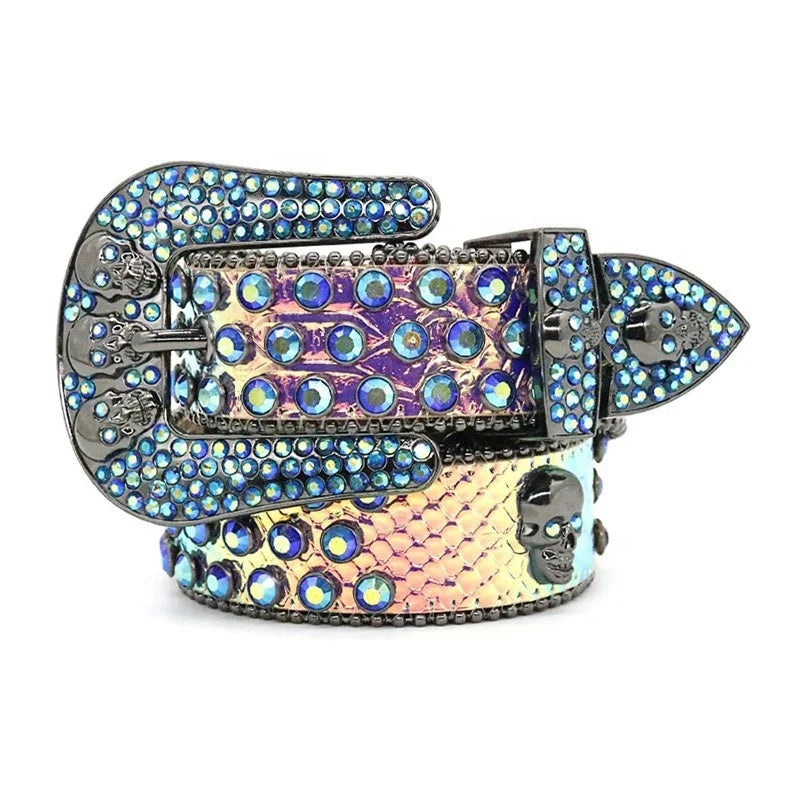 Western High Quality Rhinestone Alloy Designer Men's Female Fashionable Streetwear Renaissance Wholesale Chain Punk Hip PU Belts