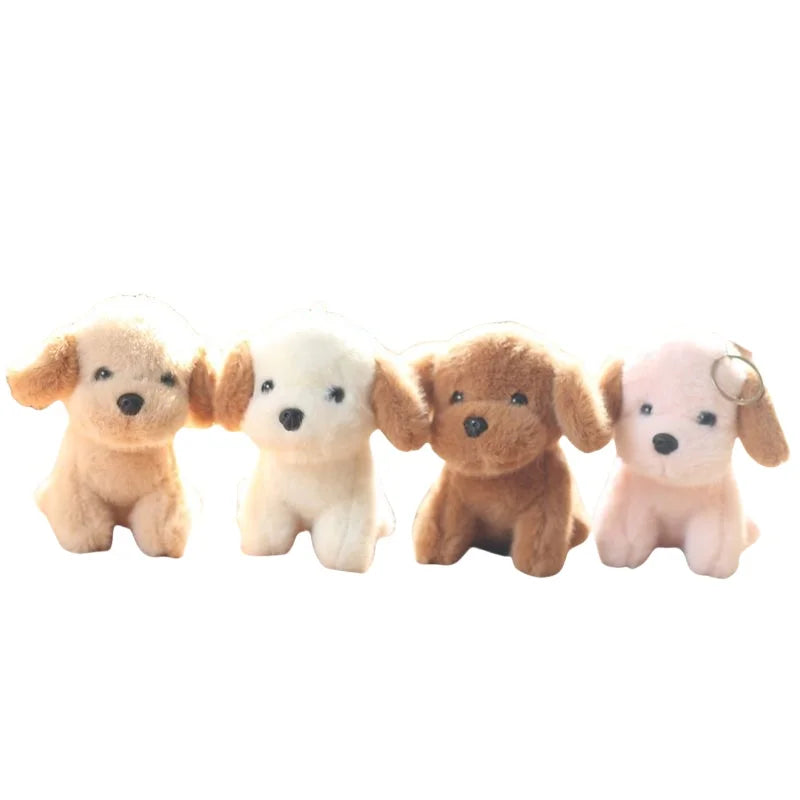 Cute 14cm Teddy Dog Plush Keychain Charm Backpack Hangings Small Pendant Soft Backpack Animal Stuffed Toys for Claw Machine