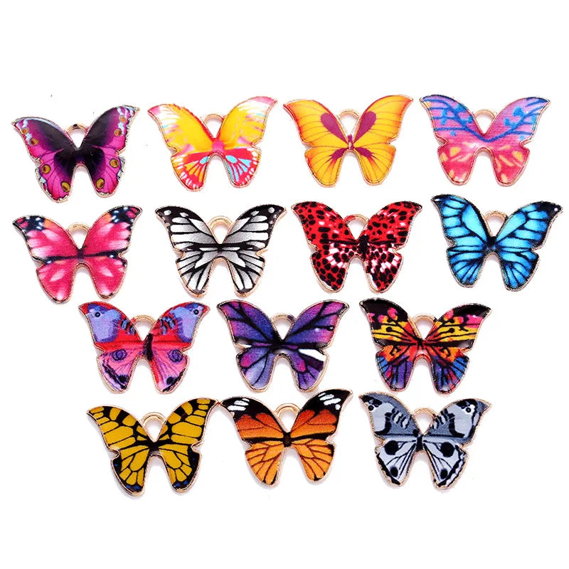 AA00266 Fashion Jewelry Accessories Alloy Colorful Butterfly Pendant Charms DIY for Earring Necklace Jewelry Making