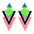 Punk Hyperbole Geometric Dangle Earrings Black Blue Star Spot White Pink Half Rhombus Neon Round Acrylic Drop Earrings Jewelry