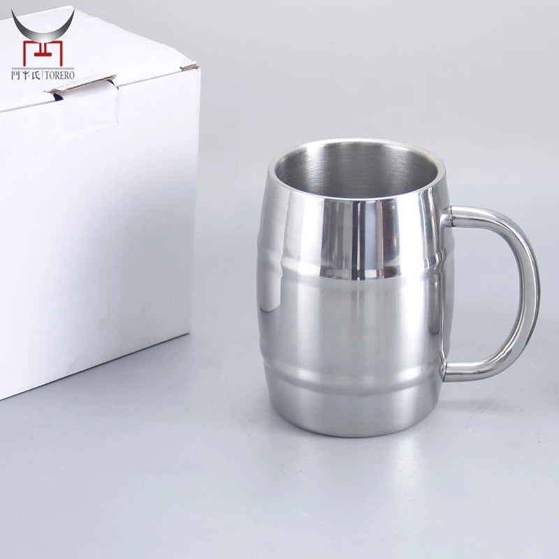 Restaurant bar Club Beer Cup Coffee Mug Double Layer 304 Stainless Steel Milk Tea Water Mug with Handle