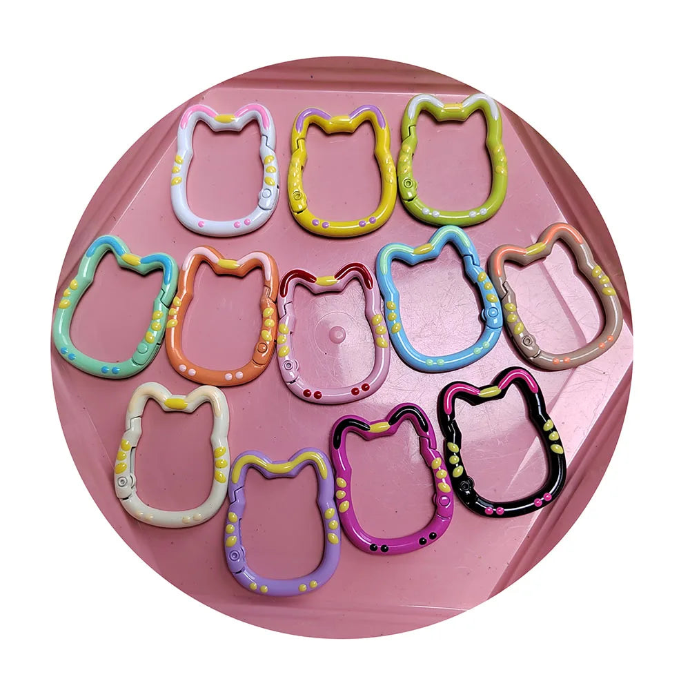 Cartoon Cat Shape Spring Carabiner Clips Key Snap Hook for Keychains Bag Water Bottle Hanging Buckle Chain Connector Accessories