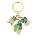 Fashion Cute Plant Keychain Green Enamel Metal Key Chains Crazy Plant Lady Key Rings Pendant Car Keychain Cactus Potted Keychain