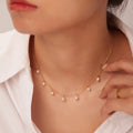 Dainty Waterproof Pearl Droplet Necklace Stainless Steel Dangling Charm Necklace Elegant Drop Station Necklace for Women